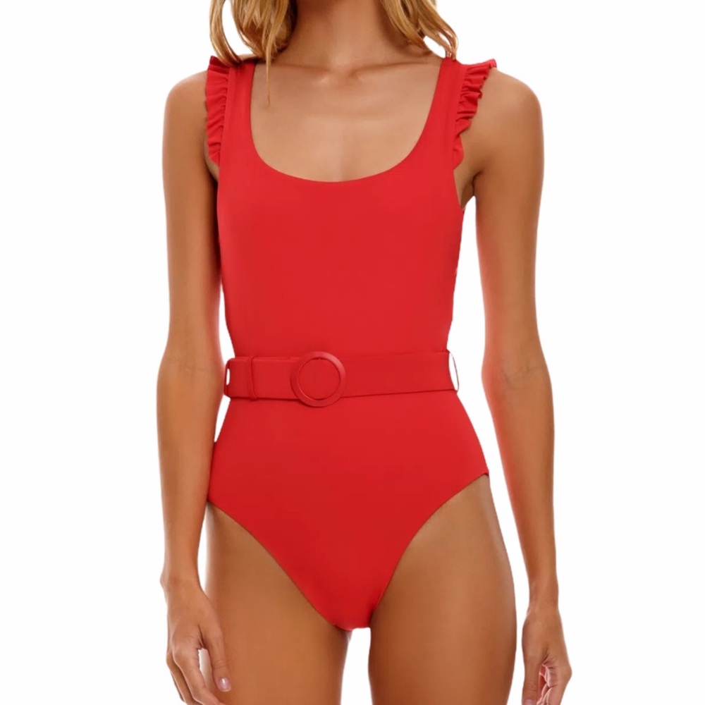 Agua Bendita Nicolette Voila Red Belt One Piece Swim Suit